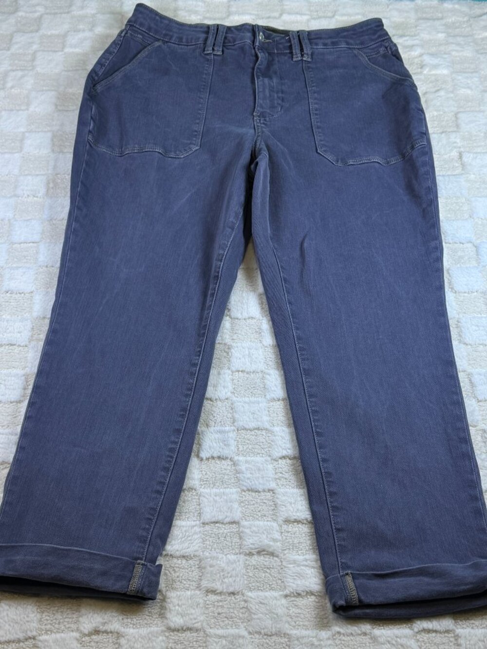 Judy Blue 14W Garment Dyed Cargo Pants Gray High Rise Crop Straight Leg